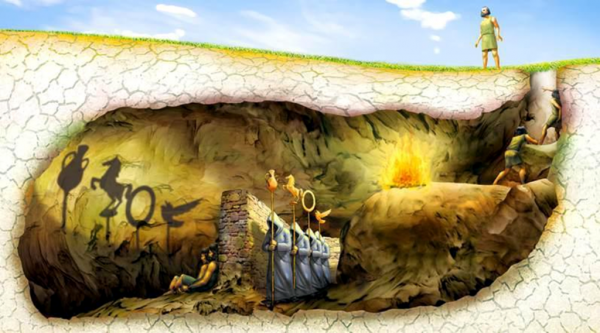 플라톤의 ‘동굴의 비유’를 묘사한 그림.