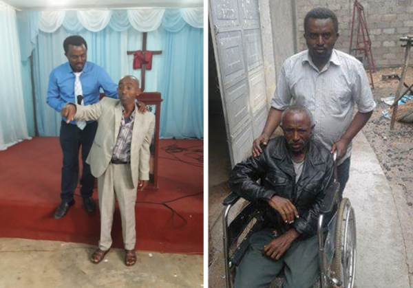 52세인 한 형제는 수감되기 전 매우 건강했으나, 적법한 절차 없이 지하 감옥에 2년간 투옥된 후 온 몸에 마비가 와서 말 못하고 걷지 못하는 상태가 되었다. 수단으로 극적으로 탈출해 에티오피아의 테메스겐 목사의 사역지로 찾아왔다. 현재 휠체어에 의지하여 살고 있다. ⓒ한국 순교자의 소리