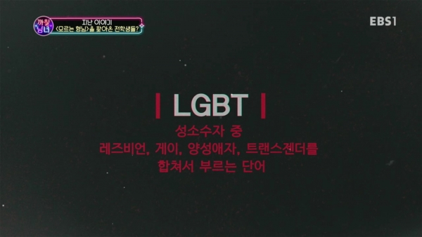 ⓒEBS <까칠남녀> '성소수자 LGBT 특집' 방송화면 캡쳐