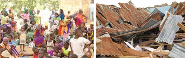 ▲나이지리아의 성도들(좌)과 공격을 받아 무너진 교회(우) 자료사진. ⓒ오픈도어선교회