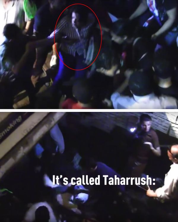 ▲집단 성추행을 의미하는 타하루쉬 소개 영상에서 한 여성이 수많은 무슬림 남성에게 끌려가고 있다. ⓒIslamic Rape 'Taharrush' in Germany 유튜브 영상 캡쳐