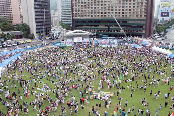 ▲퀴어축제가 열리던 서울시청 앞 광장 모습. ⓒ이대웅 기자