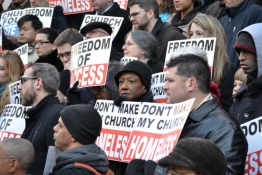 뉴욕 공립학교 임대 예배 관련 시위 사진