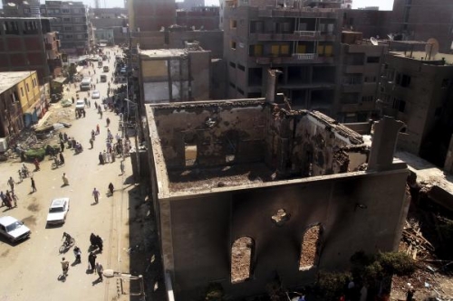 이슬람주의자들의 약탈과 방화로 심하게 훼손된 이집트의 콥틱교회 건물. ⓒwww.copticworld.org