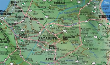 지도에서 찌포리의 위치를 확인할 수 있다. 지도에 Zippori N. P으로 표기된 지점에서 Turan Valley 또는 Beit Netofa Valley를 이용하면 갈릴리 호수, 막달라, 가버나움으로 향할 수 있다. 특히 벧네토파 평야는 갈릴리 지역을 동서로 연결한 매우 중요한 통로였다.