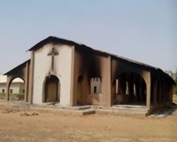2월 26일, 불에 탄 성 요셉신학교의 모습. ⓒ오픈도어선교회 제공
