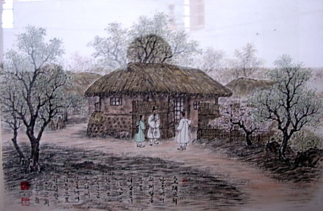 최초의 소래교회(김학수 화백 그림, 100주년 기념관)