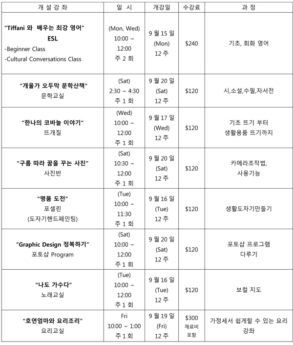 얼바인온누리교회 문화아카데미