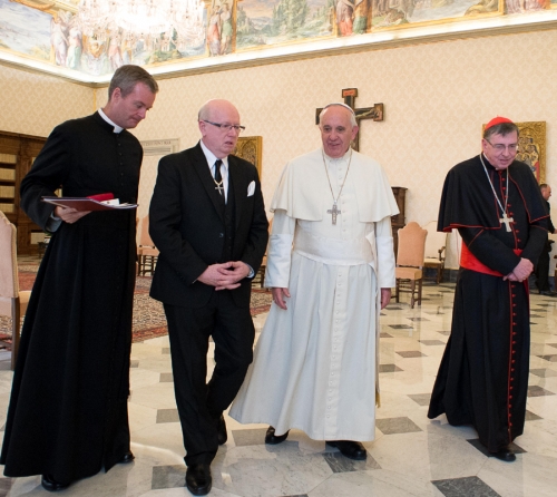 ▲제프 터니클리프 WEA 총재가 6일(현지시간) 바티칸을 방문해 프란치스코 교황과 회동했다. ⓒWEA.