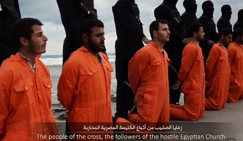IS가 이집트 콥트교인들을 참수하는 영상. ⓒ보도화면 캡쳐