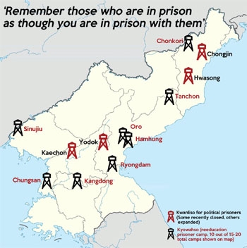 북한 관리소와 교화소 위치. ⓒ오픈도어선교회